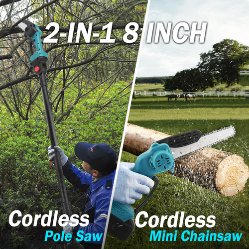 2 in 1 Cordless 15cm Chainsaw with Pole Saw