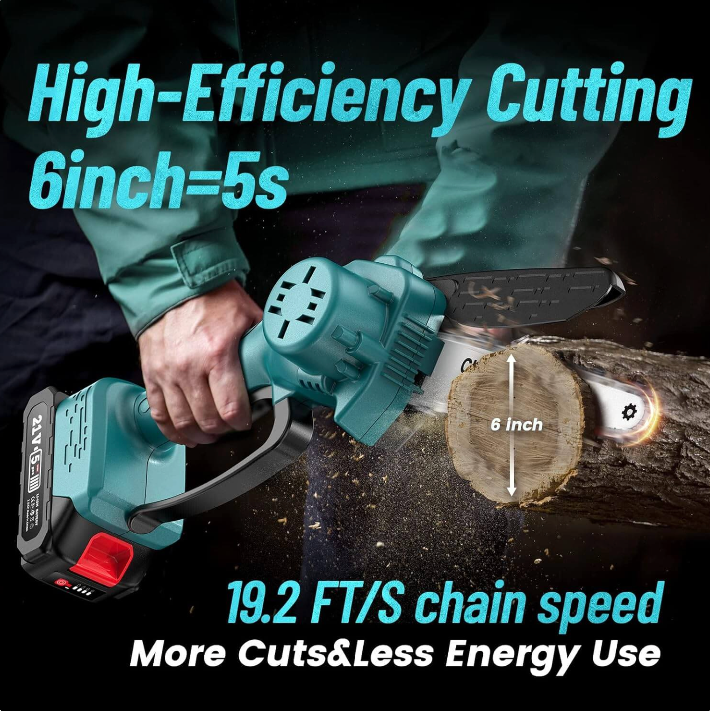 2 in 1 Cordless 15cm Chainsaw with Pole Saw
