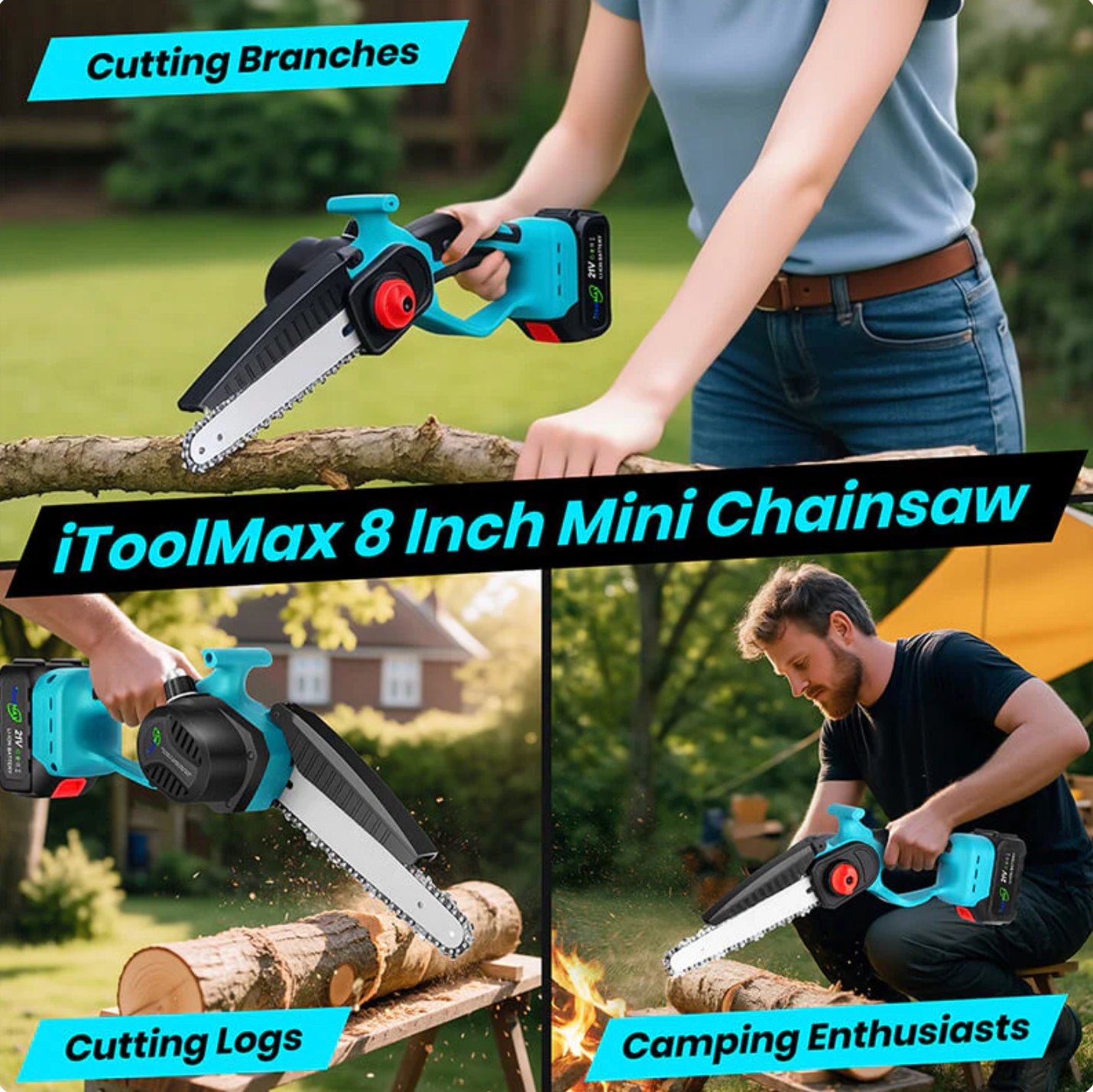 2 in 1 Cordless 15cm Chainsaw with Pole Saw