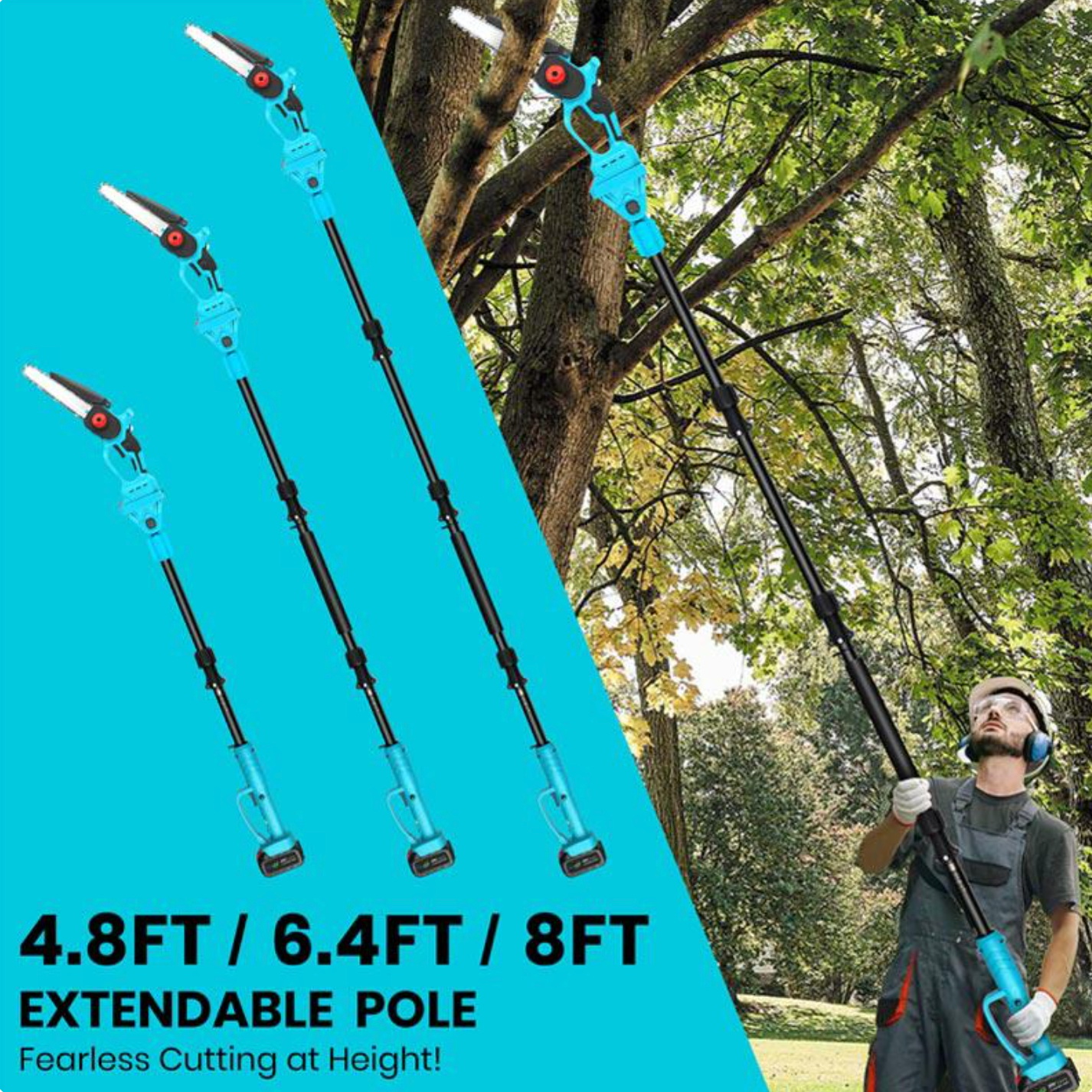 2 in 1 Cordless 15cm Chainsaw with Pole Saw